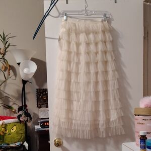ECI Cream Layered Midi Skirt